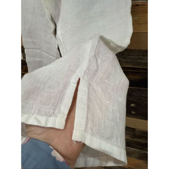 Flax linen white relax fit pants size M - Picture 3 of 9